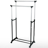 Arara Roupas Dupla Chão Aço Inox Cabideiro Sapateira Closet