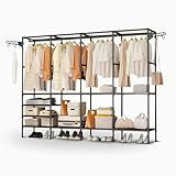Arara Sapateira Cabideiro 4 Colunas Armário 10 Prateleiras Multiuso Para Organização Completa Quarto Closet Casal Quadrupla