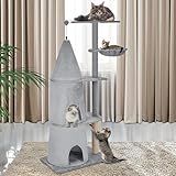 Arblina Torre De árvore Para Gatos Castelo Moderno 137 Cm Condomínio Para Gatos Grandes E Adultos Maine Coon Casa De árvore Resistente Para Gatos Com Rede E Poste Arranhador De Sisal