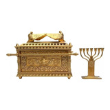 Arca Da Aliança Grande Dourada Luxo 30cm E Candelabro Fé