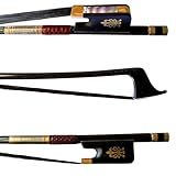 Arco Cello 4-4 Fibra Carbono Trançado Profissional Premium Talão Ébano Crina Mongólia Negra