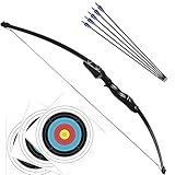 Arco E Flecha Destro Profissional Recurvo Em Madeira Preta 40lbs 5 Flechas De Fibra De Vidro Com Ponta De Alumínio 3 Alvos 40x40 Para Treino Tiro Ao Alvo Campeonato Treinamento