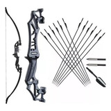 Arco Recurvo Profissional Forte Alumínio 50lbs 10 Flechas