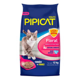 Areia De Gato Pipicat Floral Perfumada 12kg Controla Odores