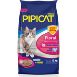 Areia Higiênica Floral Perfumada Pipicat Para Gatos 12kg