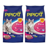 Areia Higiênica Pipicat Perfumado Floral 4kg 2 Unidades