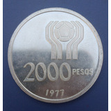 Argentina: Prata - Bela Moeda 2000 Pesos 1977 - Copa De 78