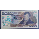 Argentina Bela Cédula 10000 Pesos 10 Australes 1985 Escassa