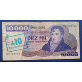 Argentina Cédula 10000 Pesos 10 Australes De 1985 Escassa