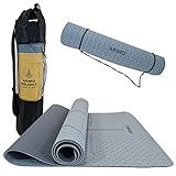 ARIMO Tapete Yoga Mat Antiderrapante TPE Ecológico Biodegradável Todos Os Tipos De Yoga Pilates 181 X 61 Cm X 6 Mm Granizo Lines 