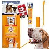 Arm Hammer Kit Dental Para Cães Complete Care Pasta De Dente Enzimática Sabor Frango De 75 G Escova De Dentes E Escova De Dedo Fórmula Melhorada De Bicarbonato De Sódio Para Hálito Fresco E Controle De Tártaro