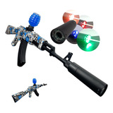 Arma Ak47 Bolinhas De Gel Metralhadora Fuzil Automática Led