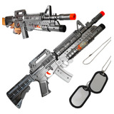 Arma De Brinquedo Menino Som Luz Metralhadora M16 Interativo