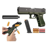 Arma De Brinquedo Pistola Infantil Com Dardos Capsulas Glock