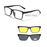 Armação De Oculos De Grau E Sol Masculino Polarizado Clip On 3 Em 1 Imã Magnetico -2202 54-18-138-