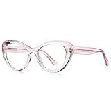 Armação De óculos Olho De Gato Tr90 Lente Transparente Antirluz Azul óculos Femininos Cp Acetato Templo Rosa Com Transparente