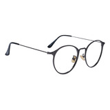 Armação Óculos Feminino Redondo Retro Geek Grau Metal Preto Cor Grafite