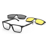 Armação Óculos Grau Mormaii Swap 4 Com 2 Clip on Cor Preto Fosco