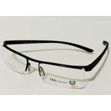 Armação Óculos Grau Tg Heuer Th3351 Black Silicon Meio Aro