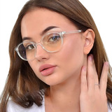 Armação Óculos Sem Grau Redondo Feminino Transparente