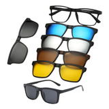 Armação Oculos Troca Lentes Grau E Sol Polarizado 5 Clipons