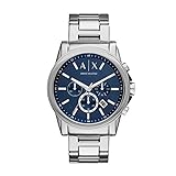 Armani Exchange Relógio Social Masculino Cronógrafo Com Pulseira De Couro Aço Ou Silicone Prata Azul Relógio De Quartzo