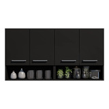 Armário 120cm Aéreo Modular 4 Portas Multiuso Cozinha Lavanderia Com Nicho Móveis Bonatto