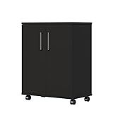Armário 2 Portas Cozinha Multiuso Organizador Compacto -Preto-
