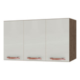 Armário Aéreo 120cm 3 Portas Cozinha Multiuso Marrom