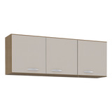 Armário Aéreo 843 Suspenso Com 3 Portas Para Cozinha E Lavanderia Cor Castanho Off White