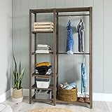 Armário Arara Closet Expositor Para Roupas Calçados Quarto Loja C Cabideiro E Prateleiras Em Madeira