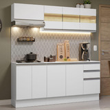 Armário Cozinha Compacta 100 Mdf 180 Cm Smart Madesa B01 Cor Branco