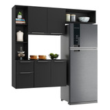 Armário Cozinha Compacta Com Balcão Sofia Multimóveis V2003 Cor Preto