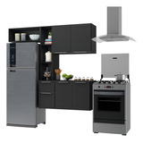 Armário Cozinha Compacta Com Balcão Sofia Multimóveis V2006 Cor Preto