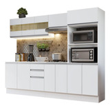 Armário Cozinha Completa 100 Mdf 250 Cm Smart Madesa B02 Cor Branco