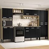 Armário Cozinha Completa Arizona Plus Carvalho Com Preto Carraro