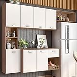 Armario Cozinha Suspensa 7 Portas E 1 Gaveta Mila Carvalho Oak Off White