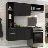 Armário De Cozinha Compacta Com Balcão Sofia Multimóveis V2001 Preto