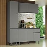 Armário De Cozinha Completa 160cm Cinza Nice Madesa 01