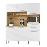 Armário De Cozinha Completa Montesa 6 Portas 2 Gavetas Freijó Branco Kits Paraná