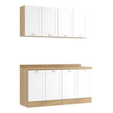 Armário De Cozinha Completo Ditália Denver 4 Pc Rvbr D7 Cozy Cor Riviera branco
