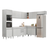 Armário De Cozinha Modulada De Canto 8 Peças Balcão Branco