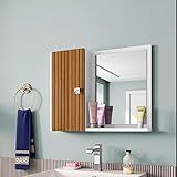 Armário Espelheira Para Banheiro Com Porta Genova   Branco Com Ripado