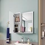 Armário Espelheira Para Banheiro Com Porta Genova   Branco