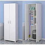 Armário Multiuso Multimóveis Para Lavanderia Aérea De Serviço Com Porta Vassouras Branco