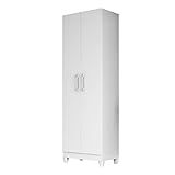 Armário Multiuso Organizador Lavanderia 2 Portas 4 Prateleiras New Iris Moval Branco