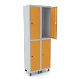Armário Roupeiro 4 Portas Aço Grp 502 4 Pandin Móveis Cinza Laranja Picasso