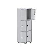 Armário Roupeiro 6 Portas Aço Grp 502 6 Pandin Móveis Cinza Branco