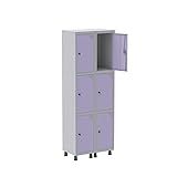 Armário Roupeiro 6 Portas Aço Grp 502 6 Pandin Móveis Cinza Lilás