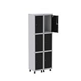 Armario Roupeiro 6 Portas Aço Grp 502 6 Pandin Móveis Cinza Preto